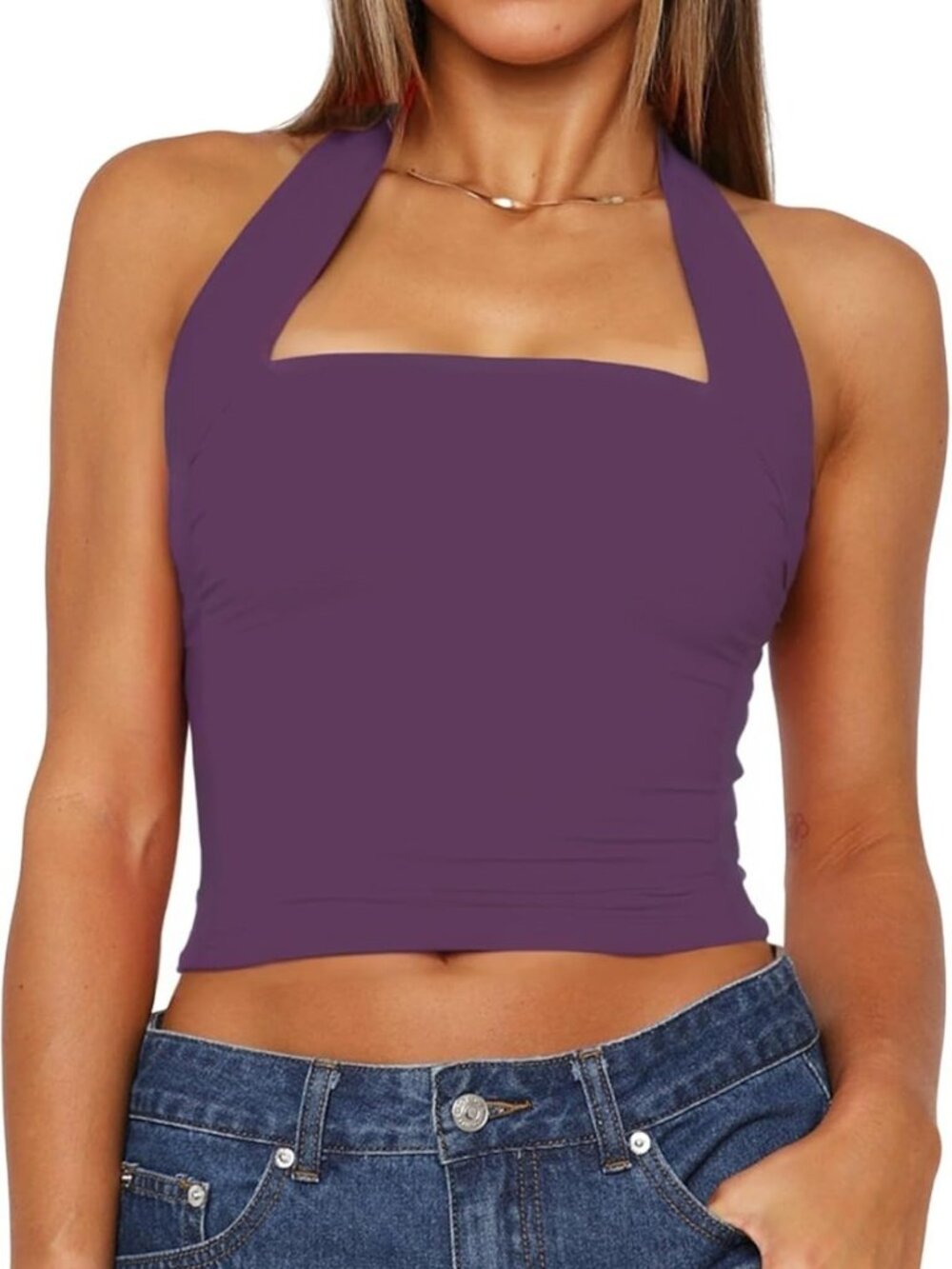 Sexy Y2K Halter Neck Backless Crop Top - Sleeveless Slim Fit Tank for Women